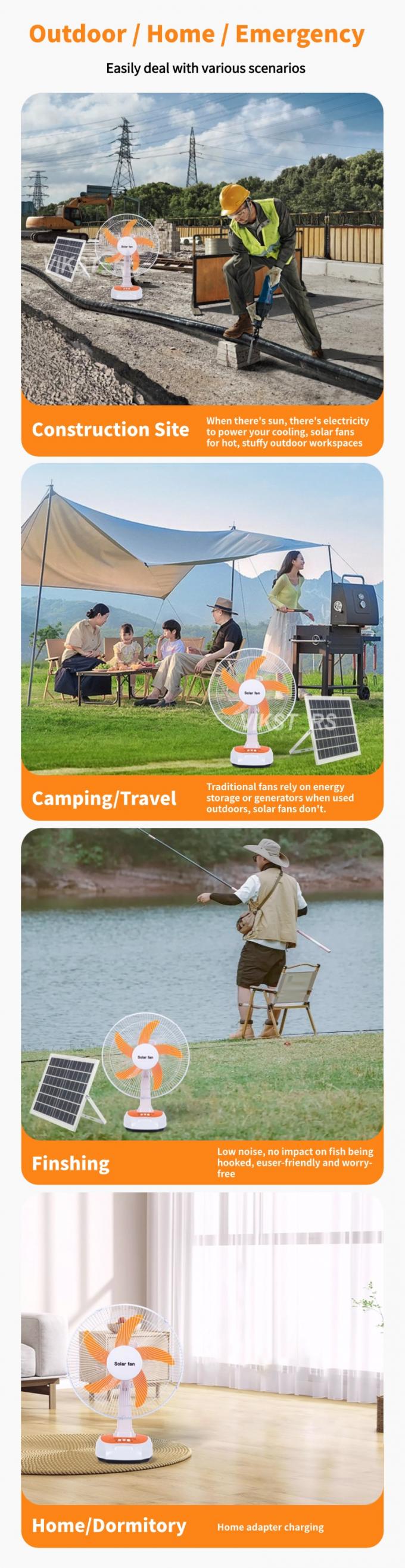 Do kempingu Awaryjny Wentylator Stołowy Zasilany Energią Słoneczną 16 Cali Oszczędność Energii Z Żarówkami 1