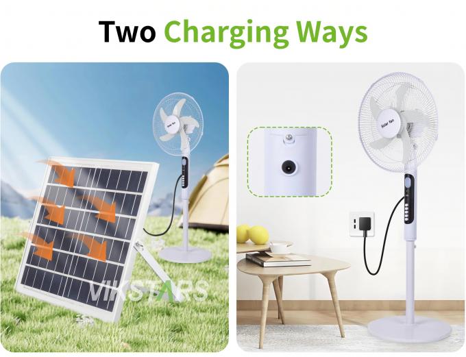 Wentylator stojący solarny 16 cali z oświetleniem, energooszczędny do biwakowania na świeżym powietrzu i wędkowania 8