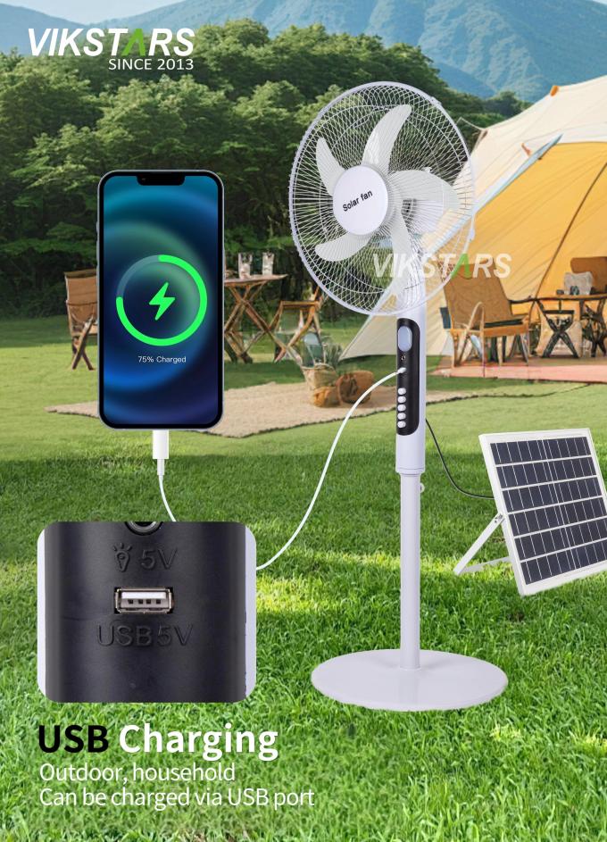 Wentylator stojący solarny 16 cali z oświetleniem, energooszczędny do biwakowania na świeżym powietrzu i wędkowania 11