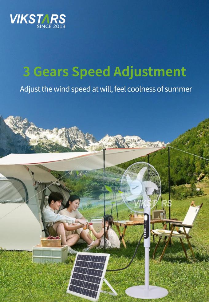 Wentylator stojący solarny 16 cali z oświetleniem, energooszczędny do biwakowania na świeżym powietrzu i wędkowania 14