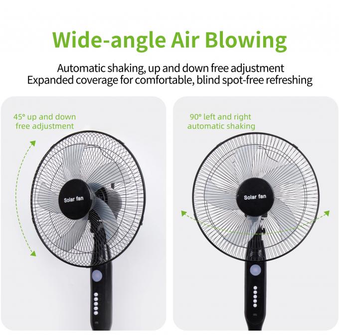 Gorąco sprzedawany 5-ławkowy 16-calowy wiatraki słoneczne z lampą LED z panelem i baterią Wiatraki słoneczne podłogowe 11