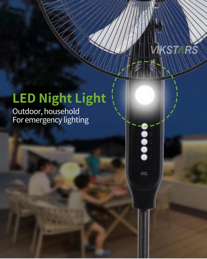 Gorąco sprzedawany 5-ławkowy 16-calowy wiatraki słoneczne z lampą LED z panelem i baterią Wiatraki słoneczne podłogowe 13