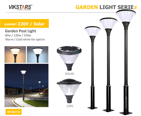 Wsparcie 220V słonecznych oświetlenia ogrodowego LED z 3m słup dla ścieżki krajobrazowej