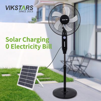 kupować Gorąco sprzedawany 5-ławkowy 16-calowy wiatraki słoneczne z lampą LED z panelem i baterią Wiatraki słoneczne podłogowe produkcja internetowa